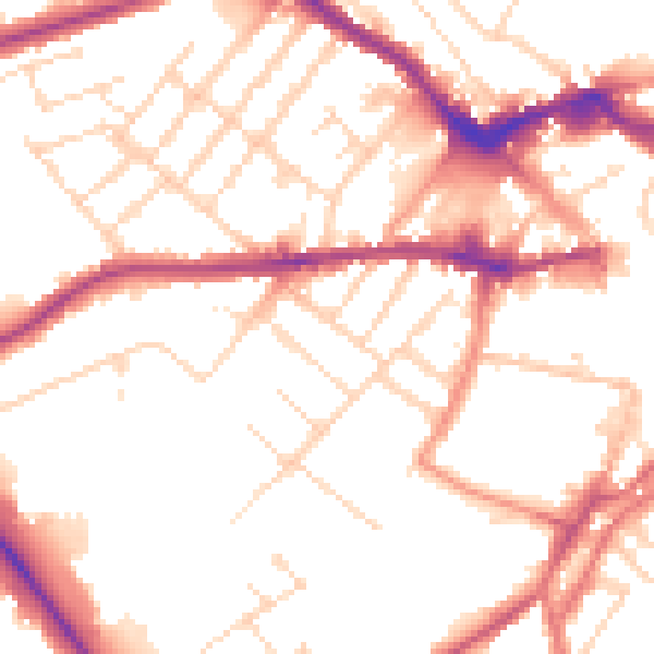 Daytime road noise heatmap for LE11 3BA