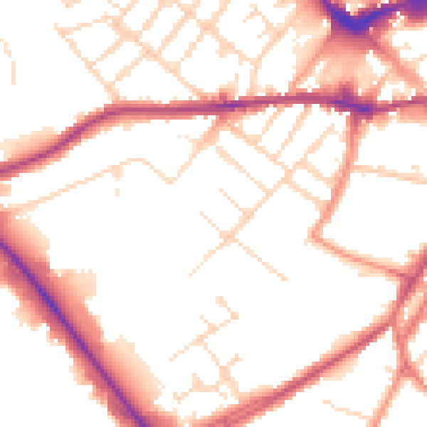Daytime road noise heatmap for LE11 3BD