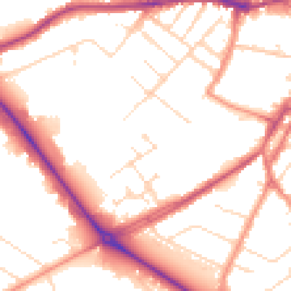 Daytime road noise heatmap for LE11 3HD