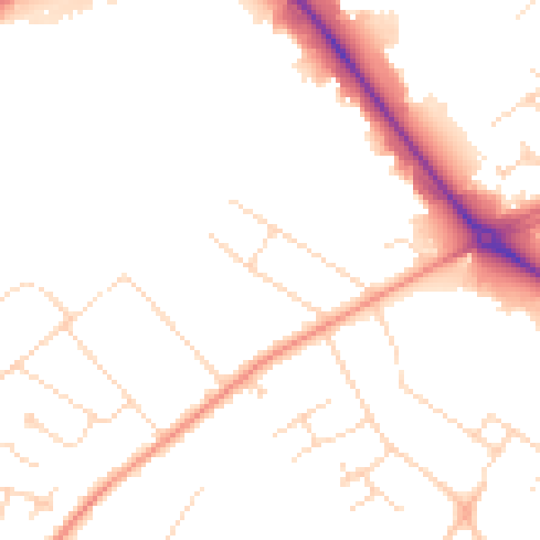 Daytime road noise heatmap for LE11 3HN