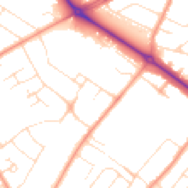Daytime road noise heatmap for LE11 3HP
