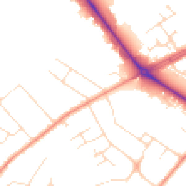 Daytime road noise heatmap for LE11 3HS