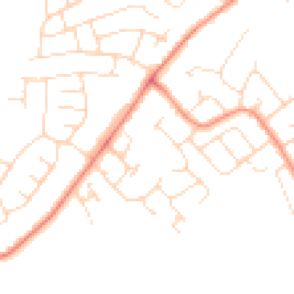 Daytime road noise heatmap for LE11 3SA