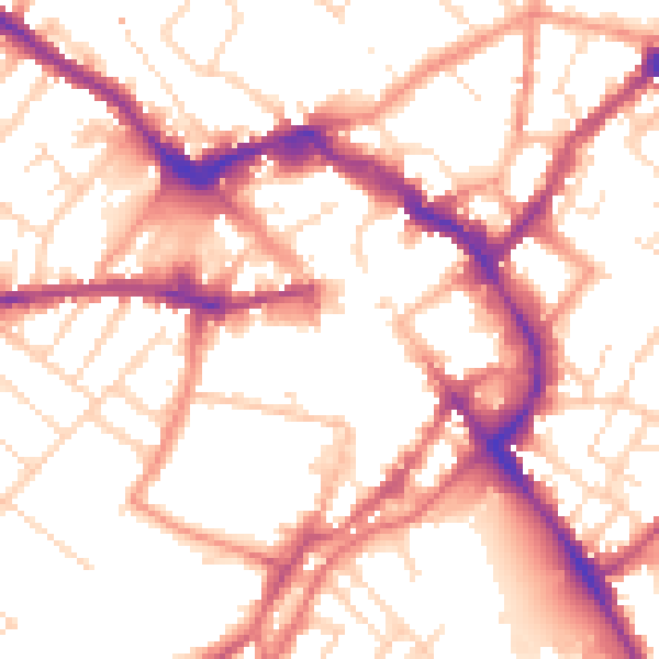 Daytime road noise heatmap for LE11 3XA