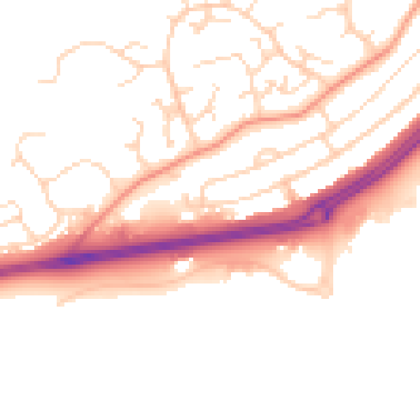 Daytime road noise heatmap for LE11 4EQ