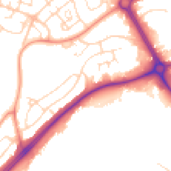 Daytime road noise heatmap for LE11 4ES