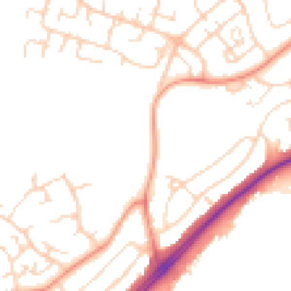 Daytime road noise heatmap for LE11 4SQ