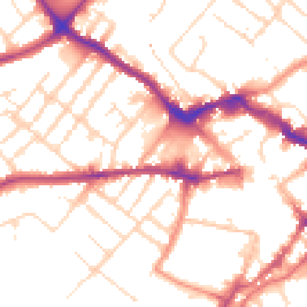 Daytime road noise heatmap for LE11 5AB