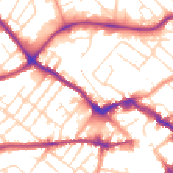 Daytime road noise heatmap for LE11 5AN