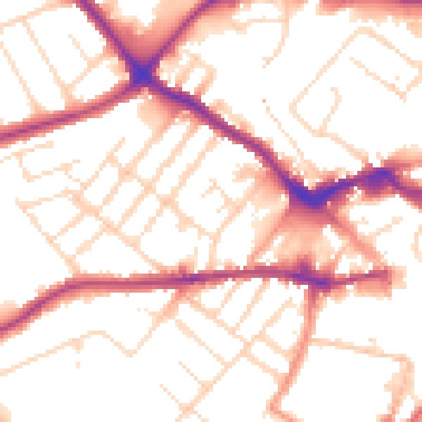 Daytime road noise heatmap for LE11 5BD