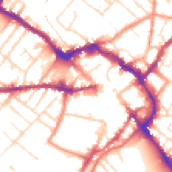 Daytime road noise heatmap for LE11 5BU
