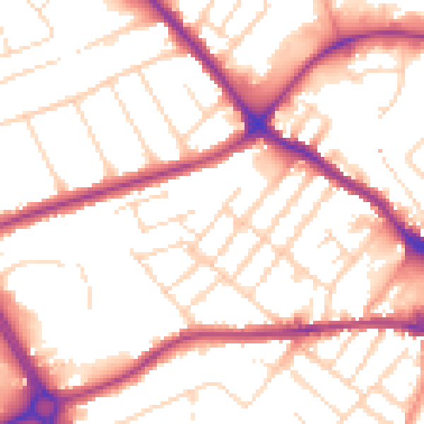 Daytime road noise heatmap for LE11 5DY