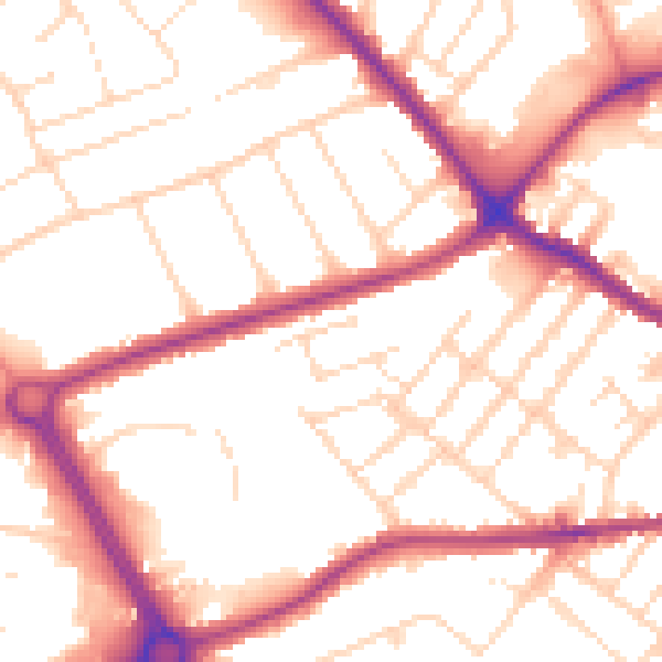 Daytime road noise heatmap for LE11 5EX