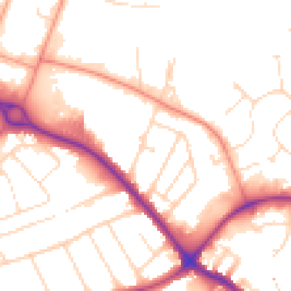 Daytime road noise heatmap for LE11 5HB