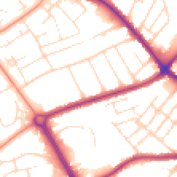 Daytime road noise heatmap for LE11 5NA