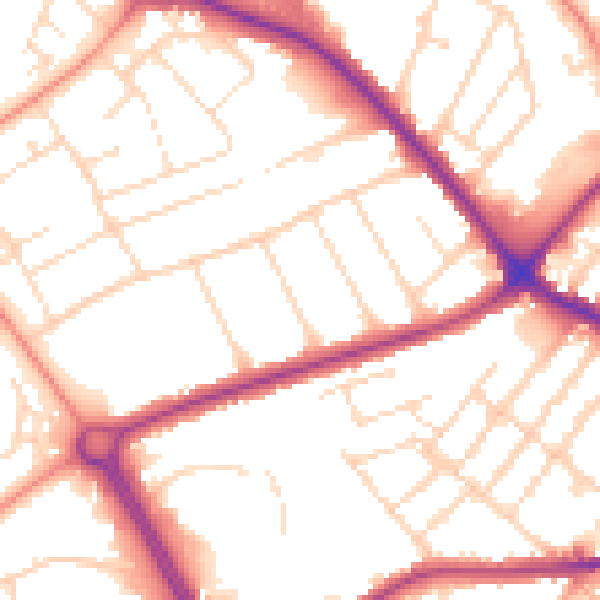Daytime road noise heatmap for LE11 5NB