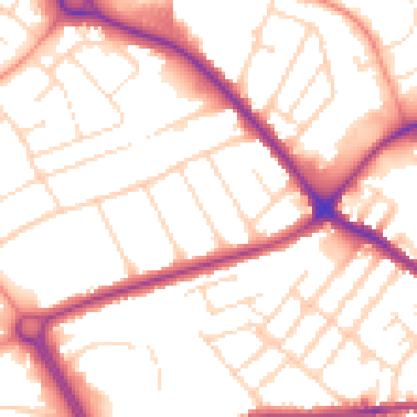 Daytime road noise heatmap for LE11 5NF