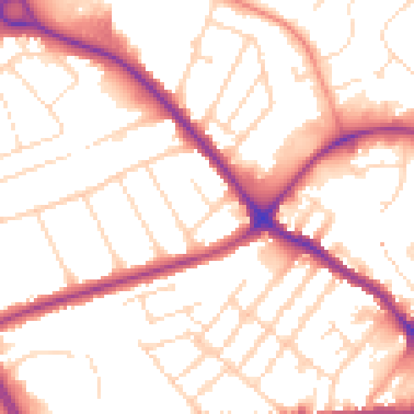 Daytime road noise heatmap for LE11 5NG
