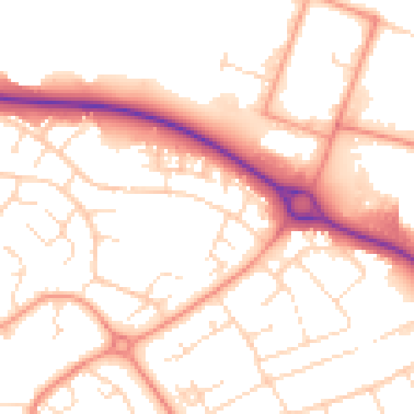 Daytime road noise heatmap for LE11 5UJ
