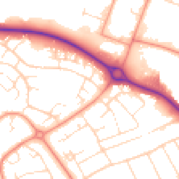 Daytime road noise heatmap for LE11 5UL