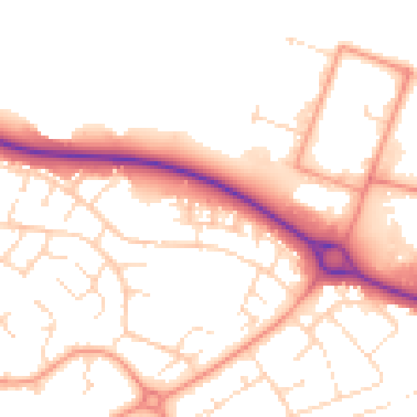 Daytime road noise heatmap for LE11 5UN