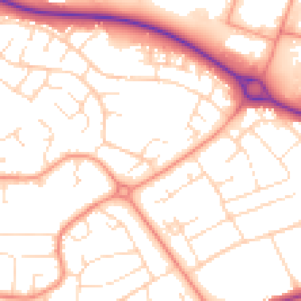 Daytime road noise heatmap for LE11 5XE