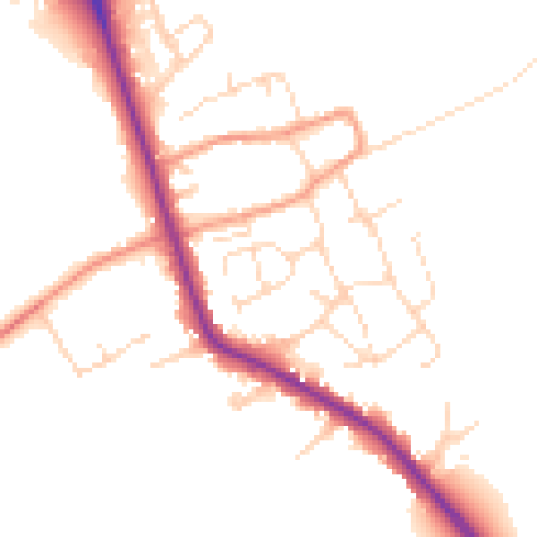 Daytime road noise heatmap for LE12 5HL