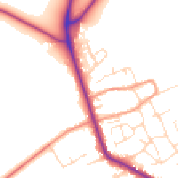 Daytime road noise heatmap for LE12 5LD