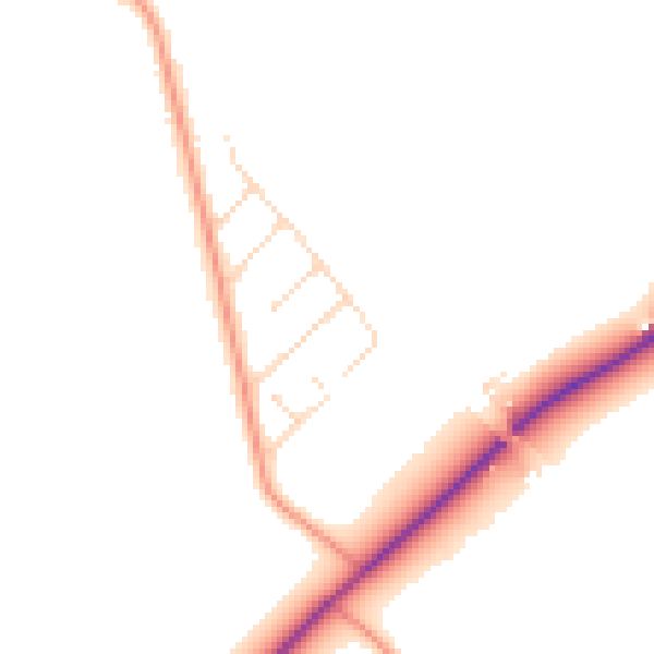 Daytime road noise heatmap for LE12 5NA