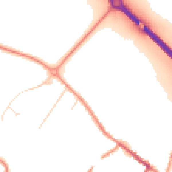 Daytime road noise heatmap for LE12 7DZ