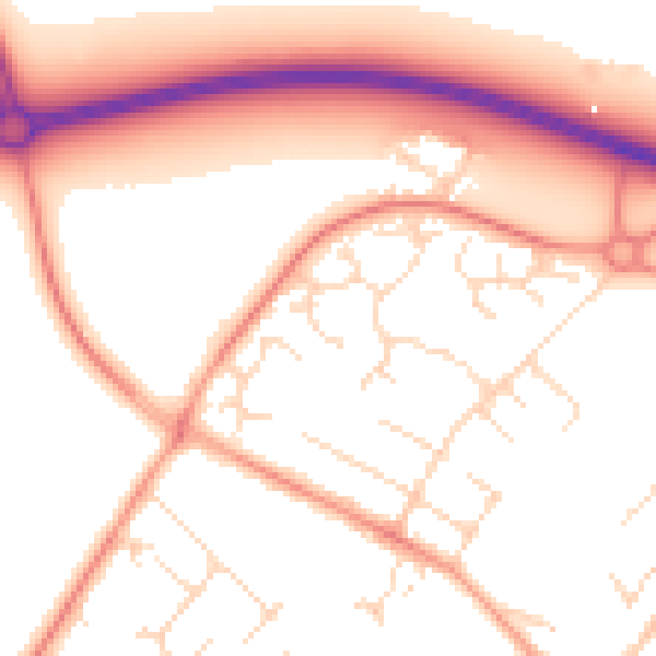 Daytime road noise heatmap for LE12 8TR