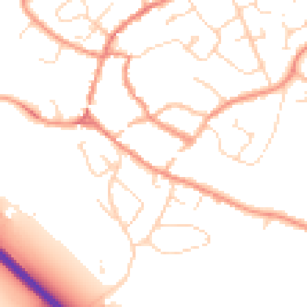 Daytime road noise heatmap for LE12 8XE