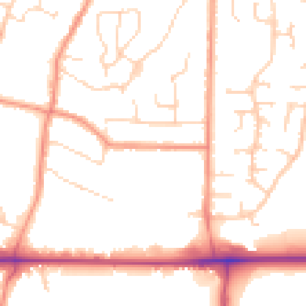 Daytime road noise heatmap for LE12 9HN
