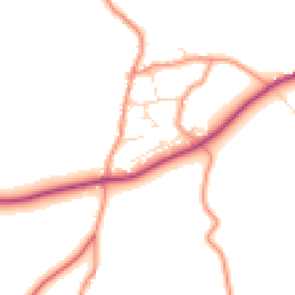 Daytime road noise heatmap for LE12 9TY