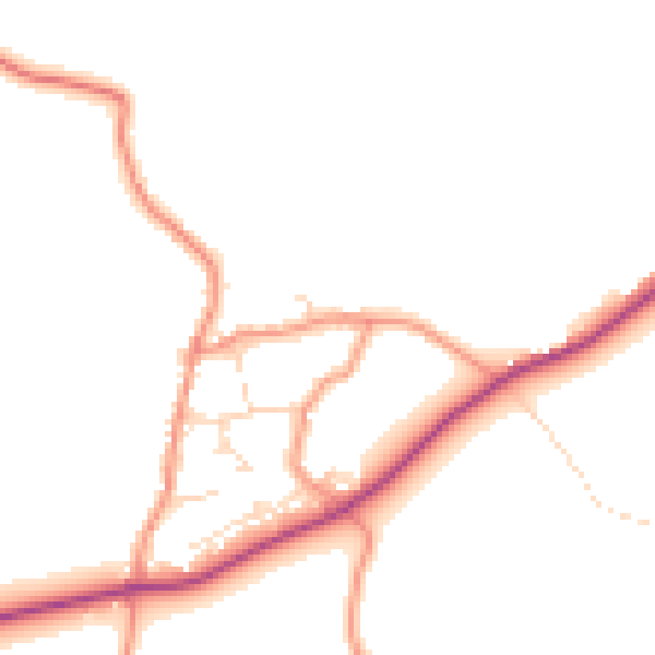Daytime road noise heatmap for LE12 9UG
