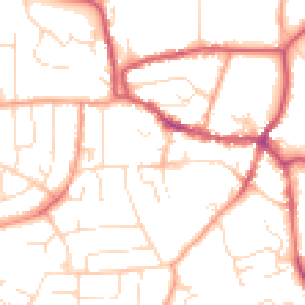 Daytime road noise heatmap for LE15 6AD