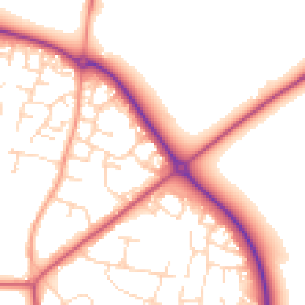 Daytime road noise heatmap for LE15 6BY