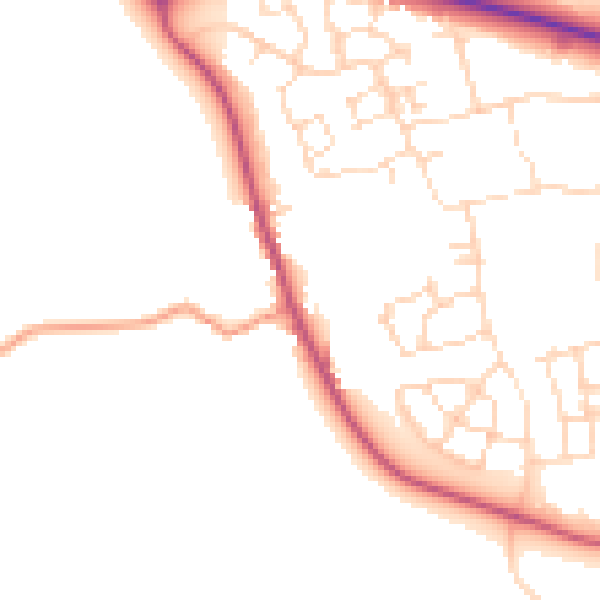 Daytime road noise heatmap for LE15 7EE