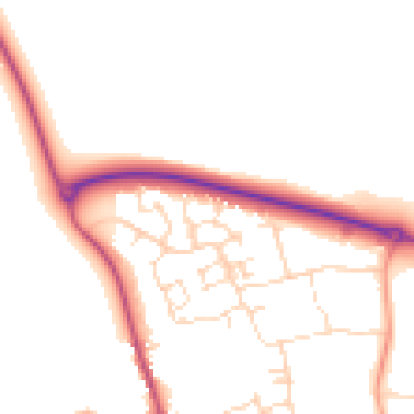 Daytime road noise heatmap for LE15 7QL