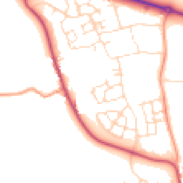 Daytime road noise heatmap for LE15 7SW