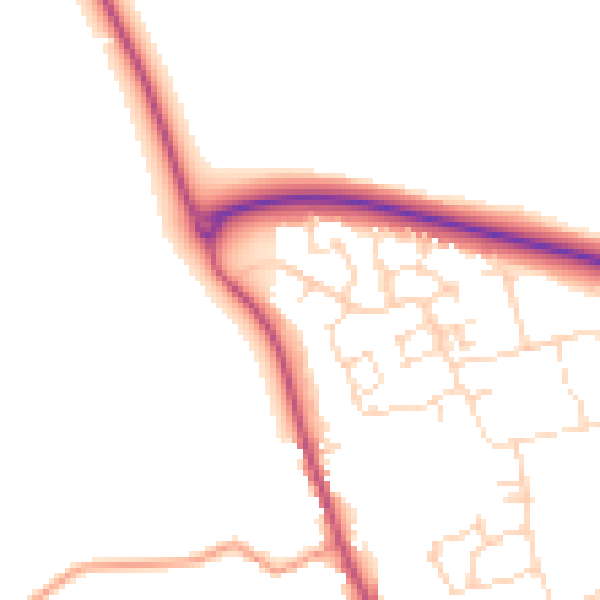 Daytime road noise heatmap for LE15 7UB