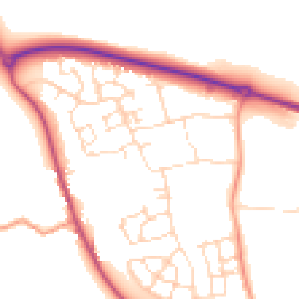 Daytime road noise heatmap for LE15 7WN