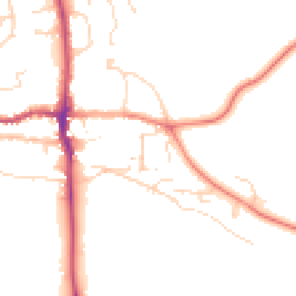 Daytime road noise heatmap for LE15 9NE