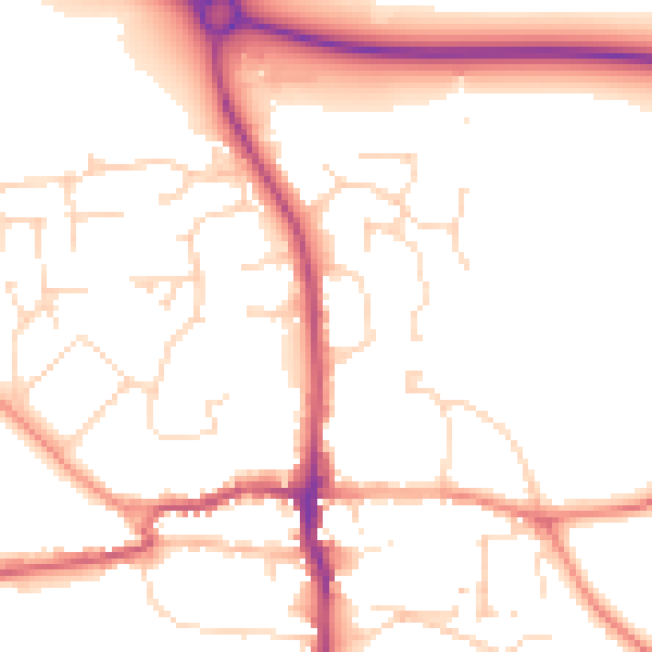 Daytime road noise heatmap for LE15 9RL