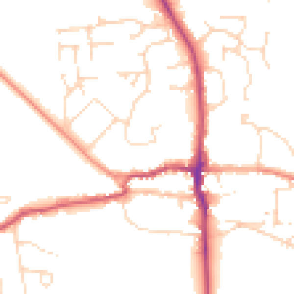 Daytime road noise heatmap for LE15 9RY