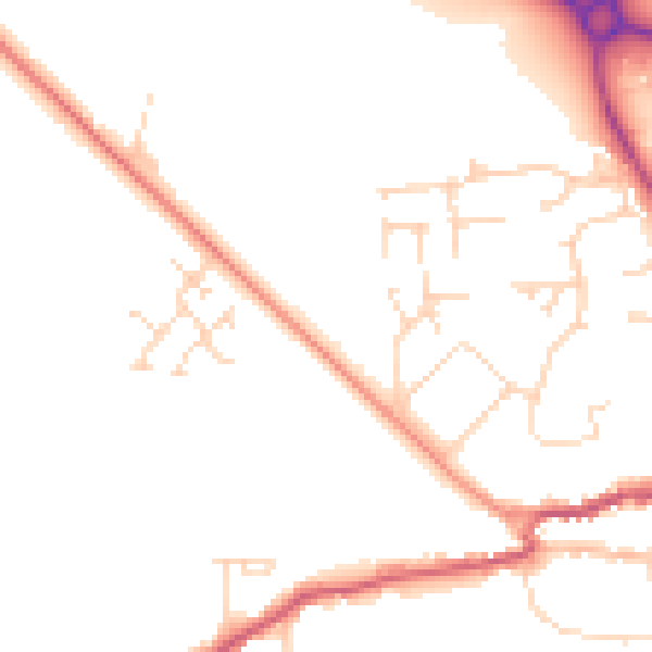 Daytime road noise heatmap for LE15 9SD