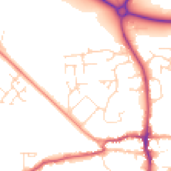 Daytime road noise heatmap for LE15 9SY