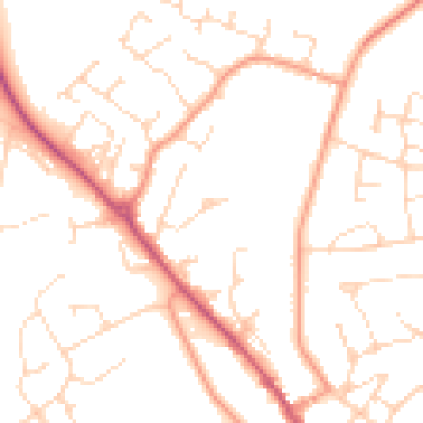 Daytime road noise heatmap for LE16 7AD