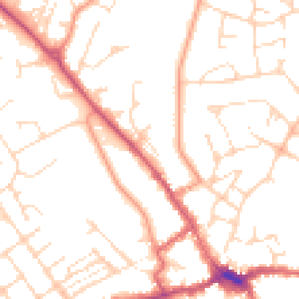 Daytime road noise heatmap for LE16 7AE