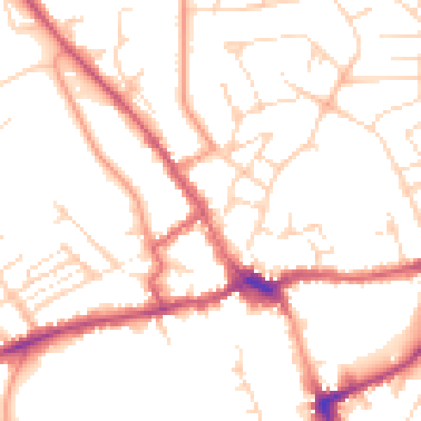 Daytime road noise heatmap for LE16 7AF
